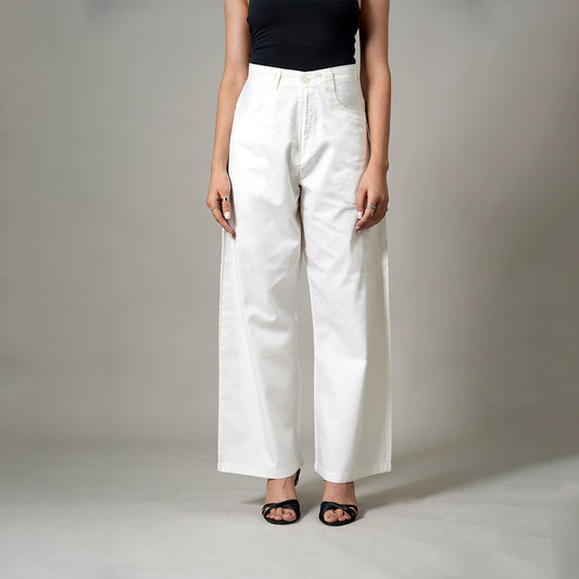 WIDE LEG IVORY TROUSER