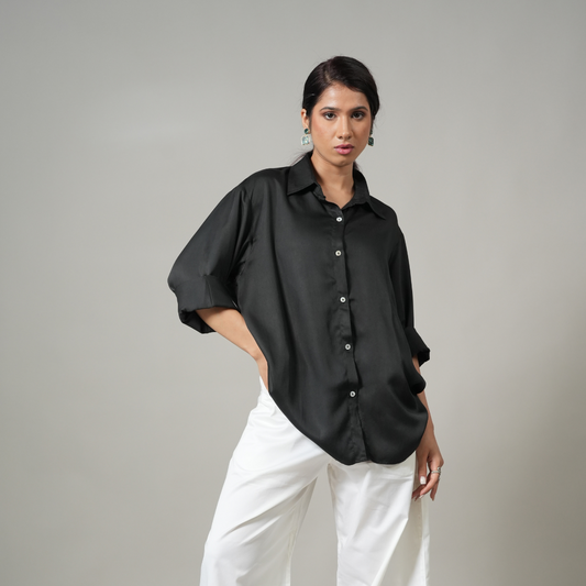 SATIN BLACK SHIRT